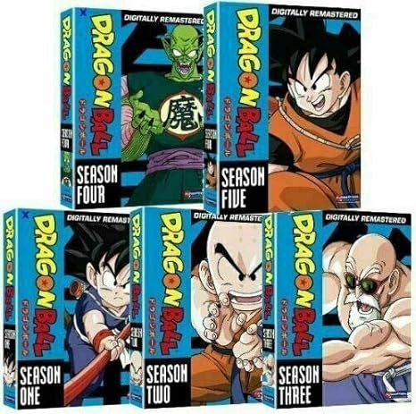 Collection of Dragon Ball DVDs with character images on the covers.
